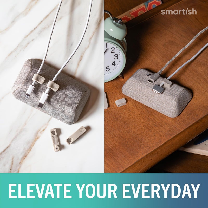 SmartishÂ® Magnetic Cord Holder - Bigger Cable Wrangler Organizer with Magnet Clips for Charger Management on Desktop, Nightstand - Holds 6+ Cables - Lightly Toasted Beige - Image 4