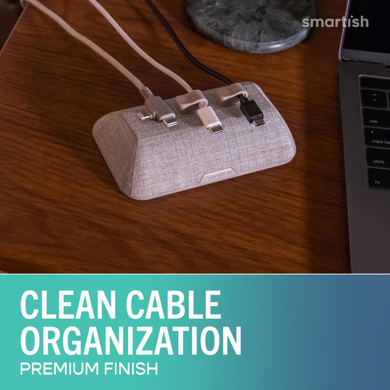 SmartishÂ® Magnetic Cord Holder - Bigger Cable Wrangler Organizer with Magnet Clips for Charger Management on Desktop, Nightstand - Holds 6+ Cables - Lightly Toasted Beige - Image 2