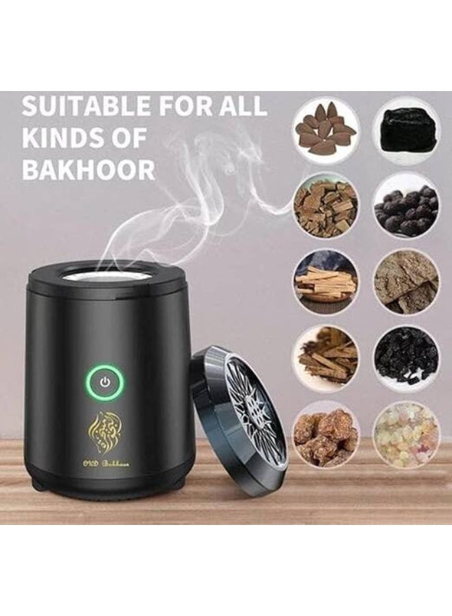 Oud Bukhoor Portable Bakhoor Burner, USB-Powered Mini Incense Burner For Car & Home, Elegant Black, Rechargeable Type-C, Compact Design, Bukhoor Burner - Image 2