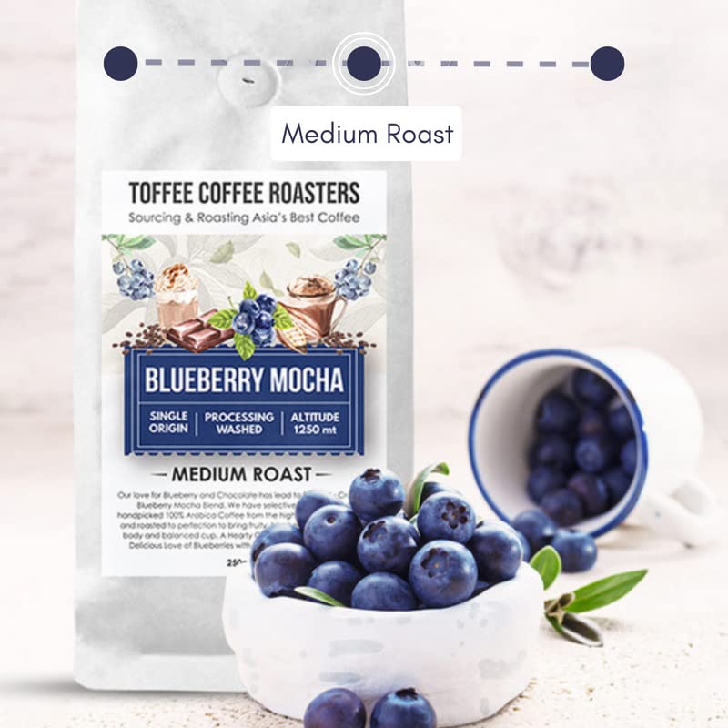 Toffee Coffee Roasters | Blueberry Mocha Coffee | Speciality Blend Grounded Coffee | 100% Arabica Medium Roast | Coffee Notes: Fruity & Blueberry Notes | Grind: Pour Over| Freshly Roasted Coffee | 500 g - Image 2