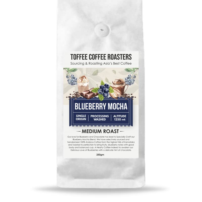 Toffee Coffee Roasters | Blueberry Mocha Coffee | Speciality Blend Grounded Coffee | 100% Arabica Medium Roast | Coffee Notes: Fruity & Blueberry Notes | Grind: Pour Over| Freshly Roasted Coffee | 500 g - Image 1