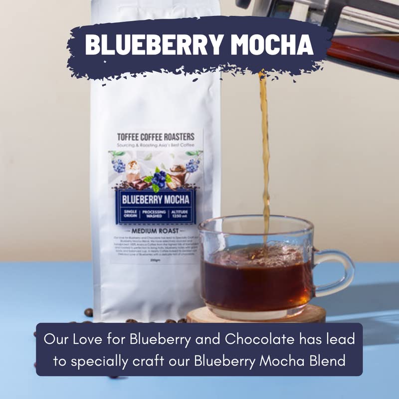 Toffee Coffee Roasters | Blueberry Mocha Coffee | Speciality Blend Grounded Coffee | 100% Arabica Medium Roast | Coffee Notes: Fruity & Blueberry Notes | Grind: Pour Over| Freshly Roasted Coffee | 500 g - Image 3