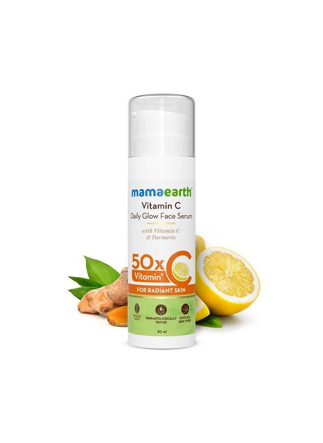 Mamaearth - Vitamin C Daily Glow Face Serum For Men & Women - Vitamin C Serum For Glowing Skin, Oily Skin & Dark Spots, With 50X Vitamin C -30Ml - Image 1