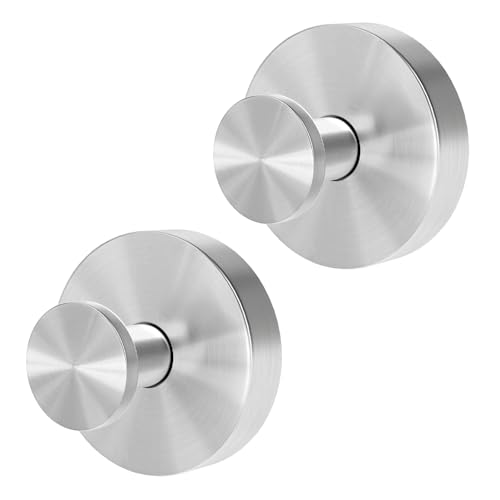 STWWO Suction Cup Hooks for Shower, Heavy Duty Towel Hooks for Walls No Damage, Modern Shower Suction Hooks for Kitchen Bathroom Wall, Glass, Mirror, Tile, Hanging Towels Robes, Brushed Nickel (2 Pack) - Image 1