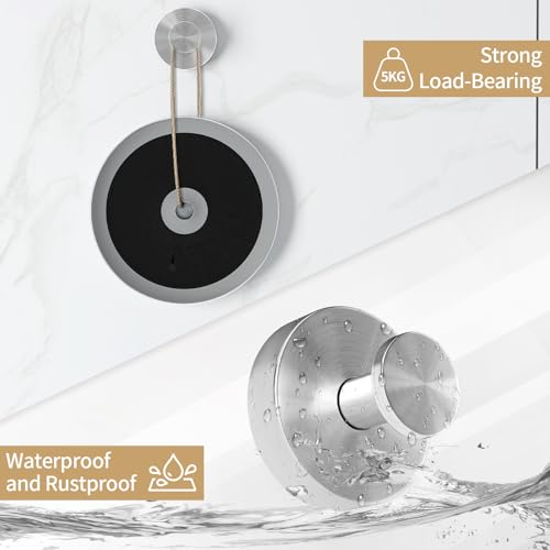 STWWO Suction Cup Hooks for Shower, Heavy Duty Towel Hooks for Walls No Damage, Modern Shower Suction Hooks for Kitchen Bathroom Wall, Glass, Mirror, Tile, Hanging Towels Robes, Brushed Nickel (2 Pack) - Image 4