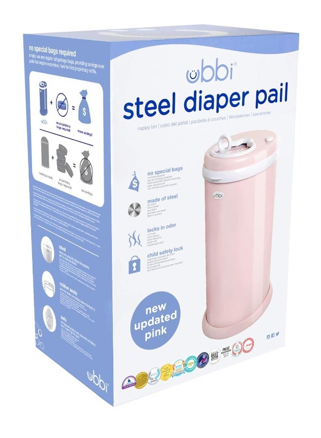 Ubbi Steel Diaper Pail, Odor Locking, No Special Bag Required, Award-Winning, Registry Must-Have, Blush Pink - Image 2
