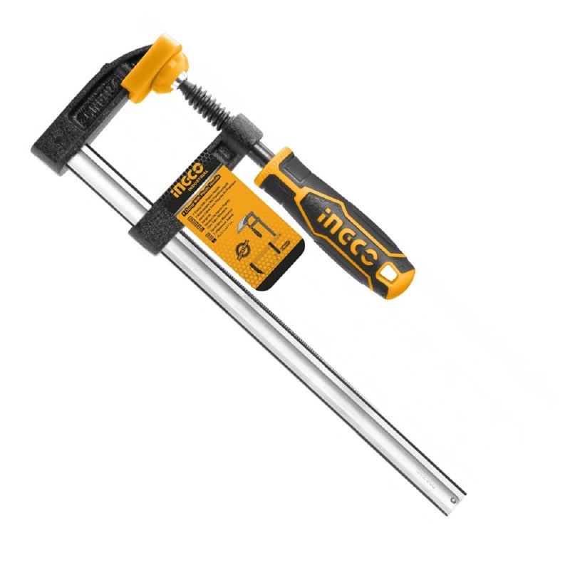 INGCO F Clamps 50x150mm Steel f clamp with Rubberized Handle and Surface Protection PVC Cover for Better Grip Metal F Clamps for Woodworking Glass and Welding Works - Image 1