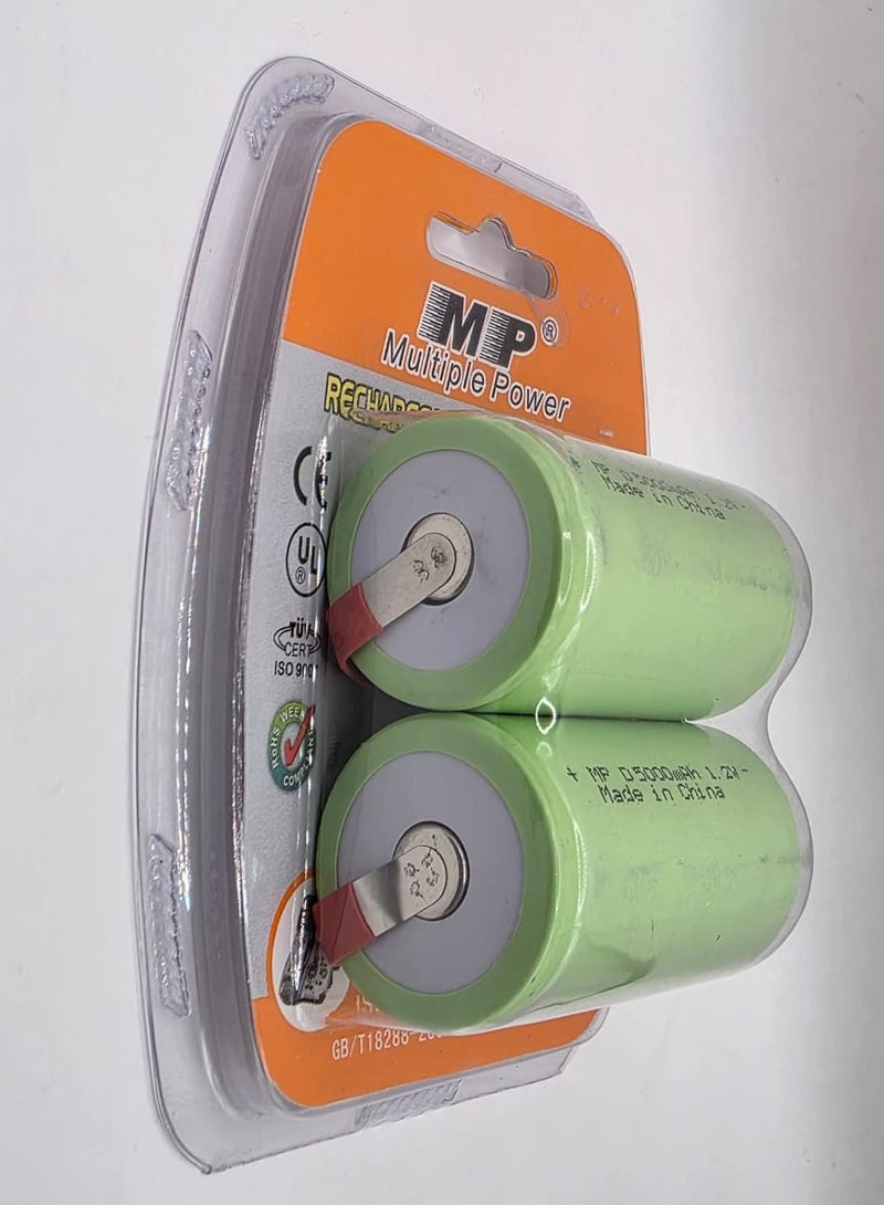 أم بي مجموعة بطاريات قابلة لإعادة الشحن من نوع Ni-Cd بقوة 1.2 فولت وسعة 5000 مللي أمبير/ساعة - عمر دورة طويل، طاقة 6 وات/ساعة - Image 2