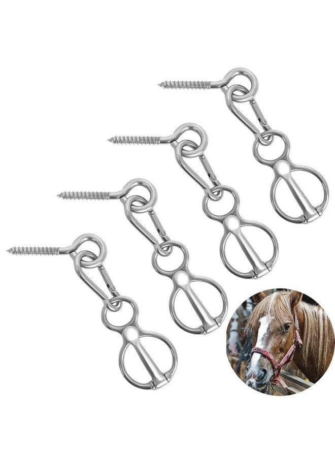 Swess Horse Tie Ring, 4 Sets Horse Tack and Supplies, Stainless Steel Safe Horse Accessories Training Equipment with Eye Bolt and Snaps Saddle - Image 1