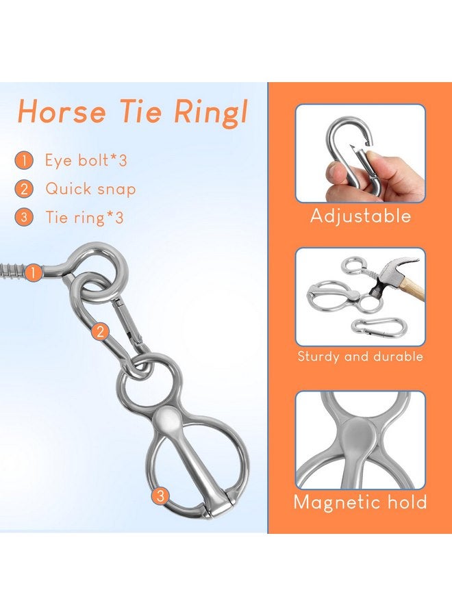 Swess Horse Tie Ring, 4 Sets Horse Tack and Supplies, Stainless Steel Safe Horse Accessories Training Equipment with Eye Bolt and Snaps Saddle - Image 5