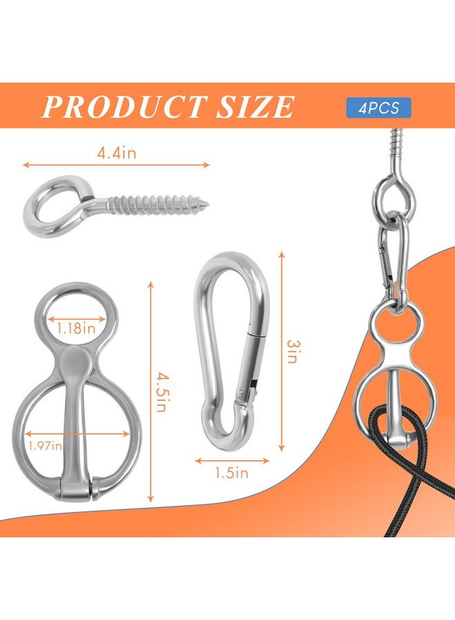 Swess Horse Tie Ring, 4 Sets Horse Tack and Supplies, Stainless Steel Safe Horse Accessories Training Equipment with Eye Bolt and Snaps Saddle - Image 2