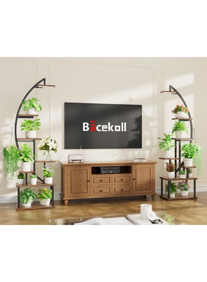 BACEKOLL Plant Stand Indoor with Grow Lights: Large Plant Shelf for Multiple Plants, 2 Pack Plant Racks 7 Tiered, Lighted Corner Flower Stands Half Moon, Black Plant Holders Indoor Tall for Living Room Patio - Image 4