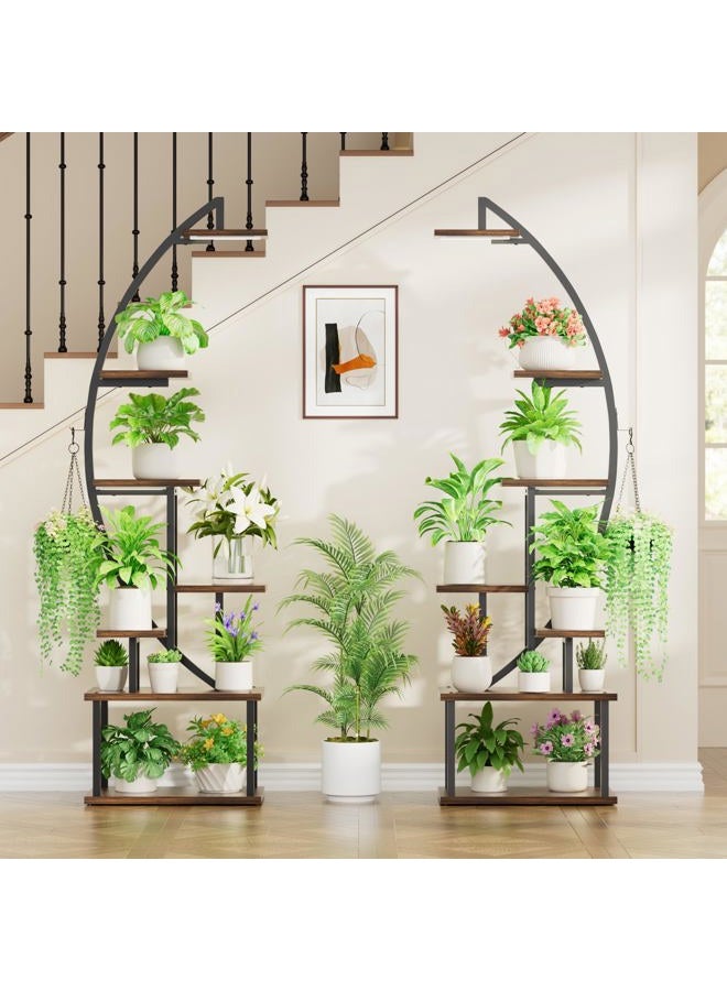 BACEKOLL Plant Stand Indoor with Grow Lights: Large Plant Shelf for Multiple Plants, 2 Pack Plant Racks 7 Tiered, Lighted Corner Flower Stands Half Moon, Black Plant Holders Indoor Tall for Living Room Patio - Image 5