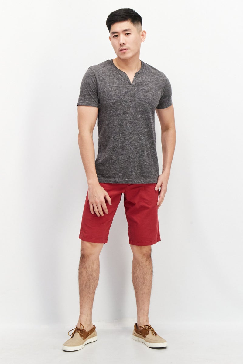 Celio Men Solid Belt Loops Chino Shorts, Red - Image 4