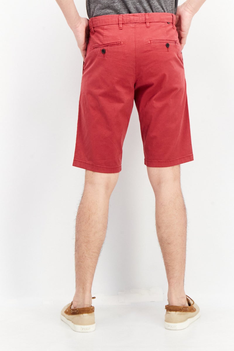 Celio Men Solid Belt Loops Chino Shorts, Red - Image 2