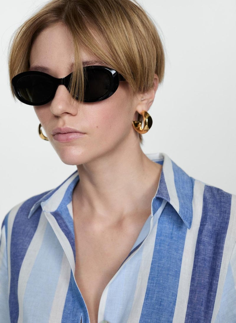 MANGO - Casual Belted Striped Shirt Dress - Image 1