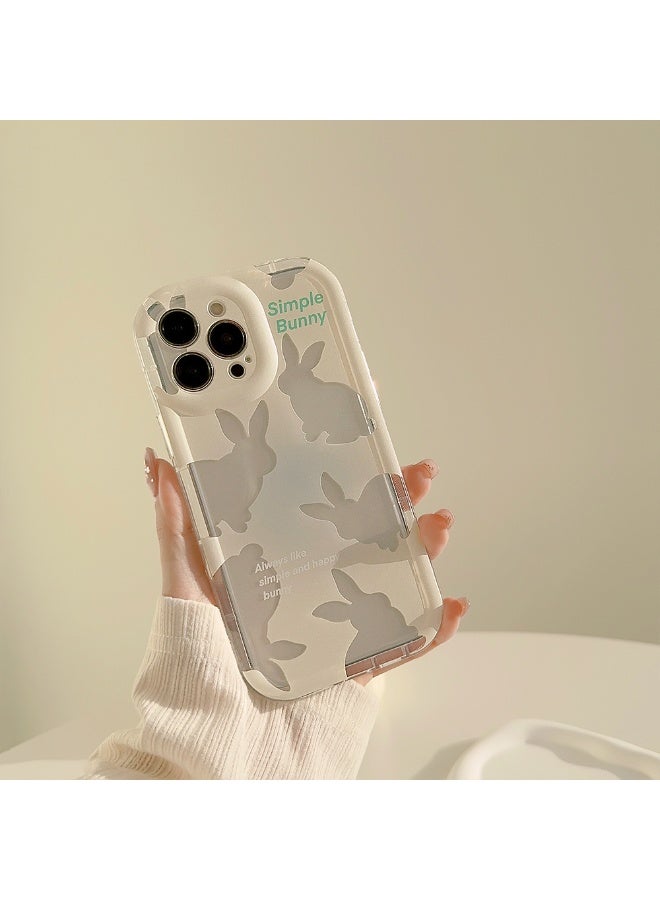 NIBEMINENT Yellow And Blue Silhouette Rabbit Protective TPU Case Cover For iPhone 15 Pro, Clear