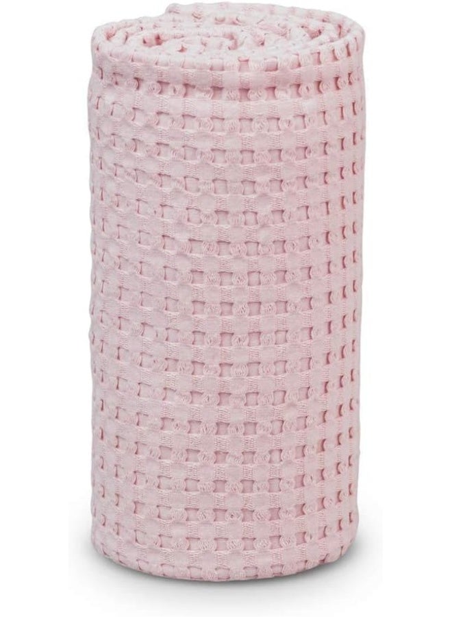 lulujo Lulujo Waffle Baby Blanket| Soft 100% Cotton And Multi Use| 100 X 80 Cm| Ballet Slipper Pink - Image 5