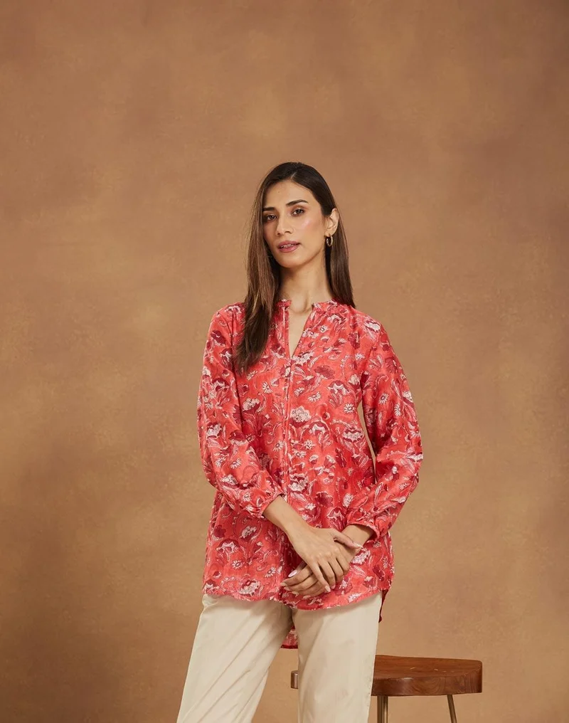 Fabindia Pink Cotton Silk Tunic
