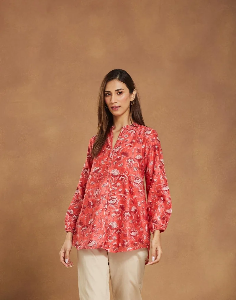 Fabindia Pink Cotton Silk Tunic