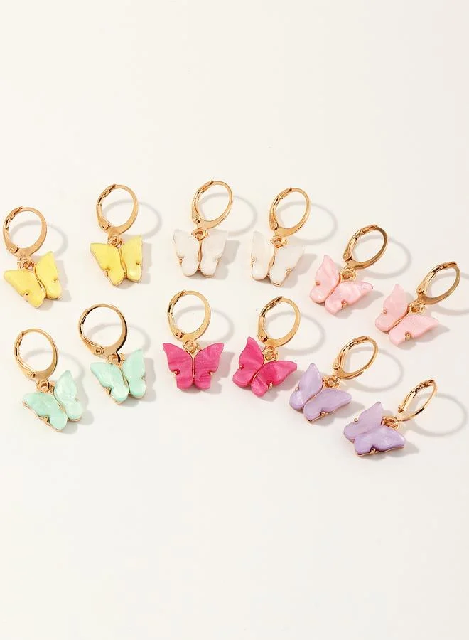 Take Two  Girls Set of 6 - Butterfly Hoop Earrings for Women | Best Price UAE