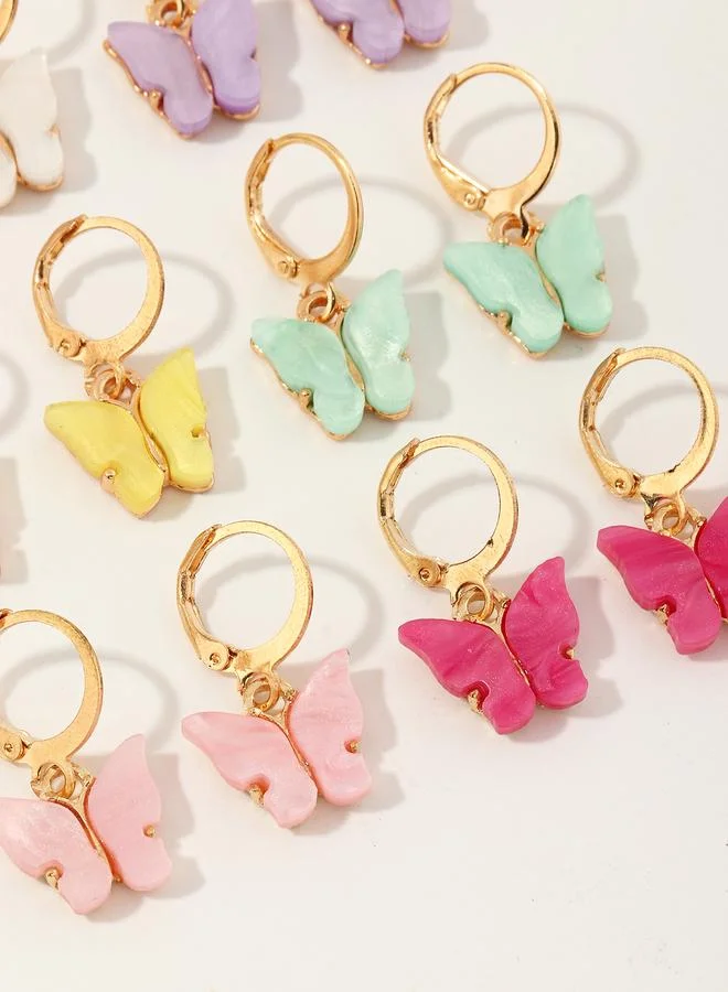 Take Two  Girls Set of 6 - Butterfly Hoop Earrings for Women | Best Price UAE