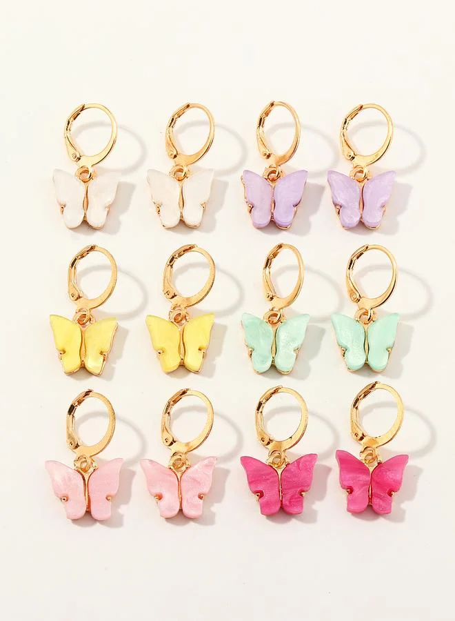 Take Two  Girls Set of 6 - Butterfly Hoop Earrings for Women | Best Price UAE