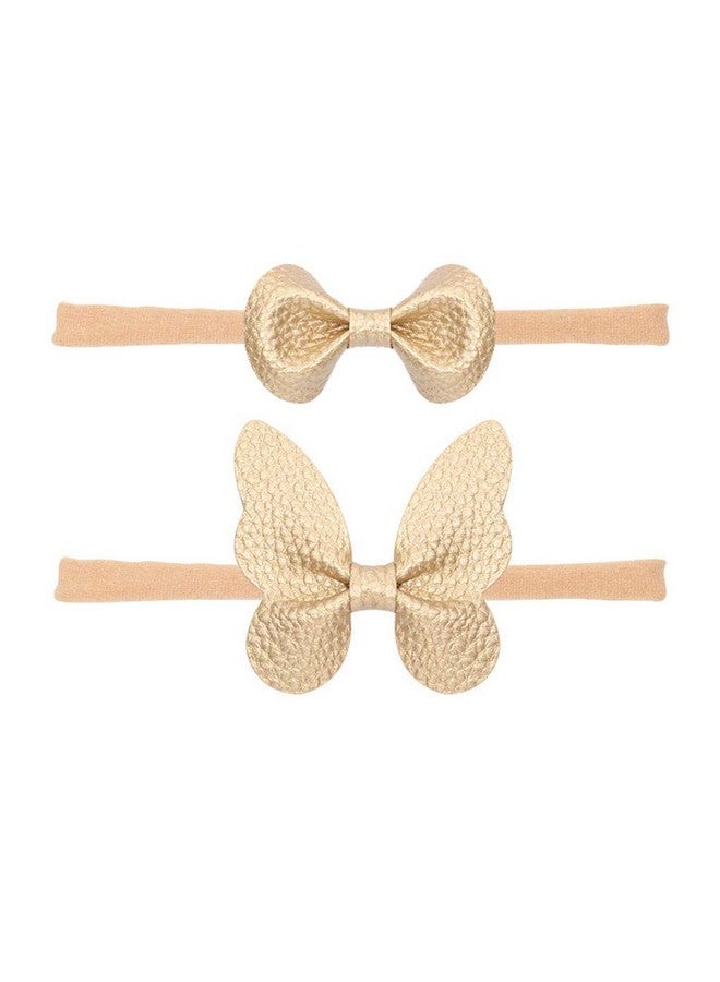 BBTDIN Baby Girls Butterfly Headband Bow Infant Toddler Bowknot Hair Band BBG02 (-Gold-) - Image 1
