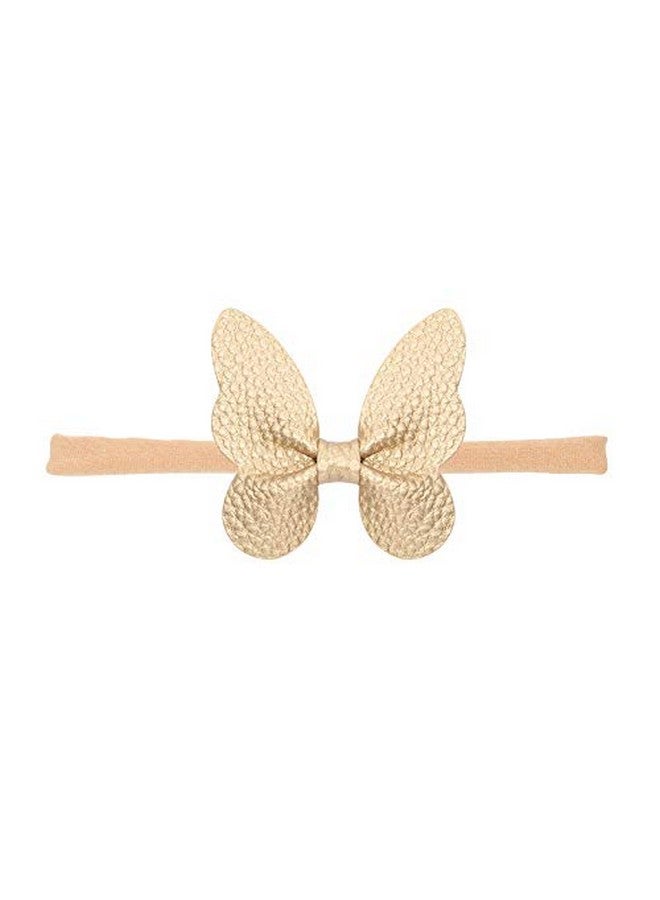 BBTDIN Baby Girls Butterfly Headband Bow Infant Toddler Bowknot Hair Band BBG02 (-Gold-) - Image 2