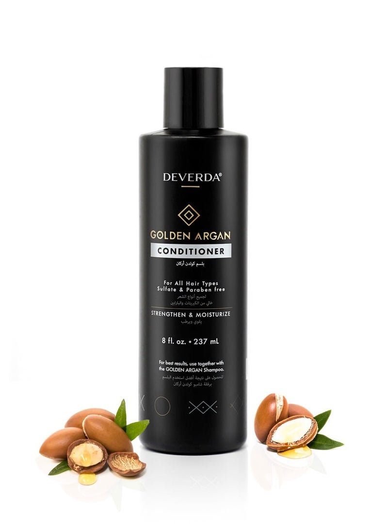 DEVERDA Golden Argan Conditioner - With Moroccan Argan Oil - Strengthens & Moisturizes | Sulfate, Paraben and Silicone Free Hair Care | 237ml (8 fl. oz.) - Image 1