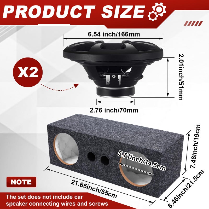 Datanly 2-Way Coaxial Car Audio Speakers with Speaker Box Enclosures Set Sturdy Constructed Car Stereo and Sound System Accessories Portable Audio Equipment for Vehicles(Separate,6.5" 100 W) - Image 3