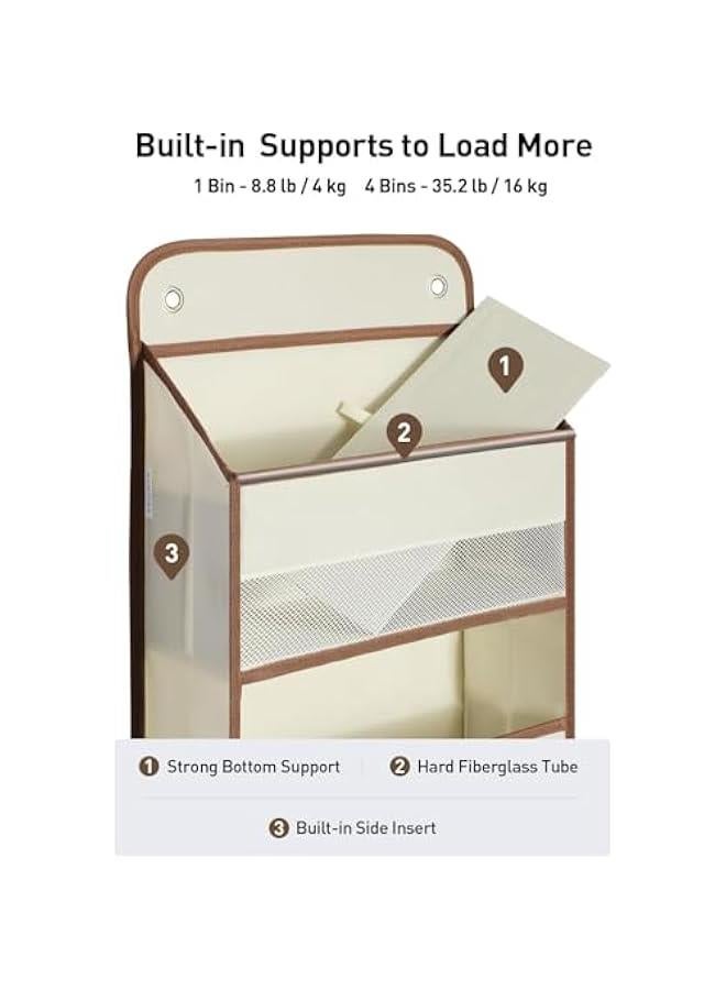 HOOKOR Over the Door Organizer,Bathroom Organizers and Storage,Toy Stuffed Animal Storage, Swing-proof Hanging for Nursery Newborn Baby Essential Stuff (Beige) - Image 4