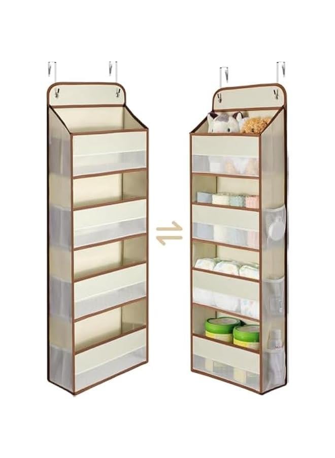 HOOKOR Over the Door Organizer,Bathroom Organizers and Storage,Toy Stuffed Animal Storage, Swing-proof Hanging for Nursery Newborn Baby Essential Stuff (Beige) - Image 1