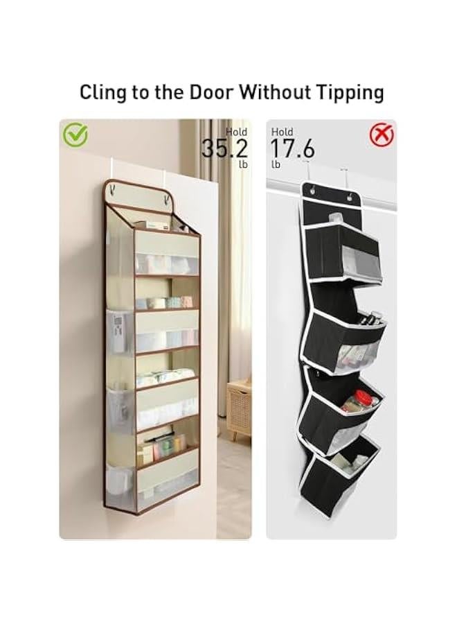 HOOKOR Over the Door Organizer,Bathroom Organizers and Storage,Toy Stuffed Animal Storage, Swing-proof Hanging for Nursery Newborn Baby Essential Stuff (Beige) - Image 2