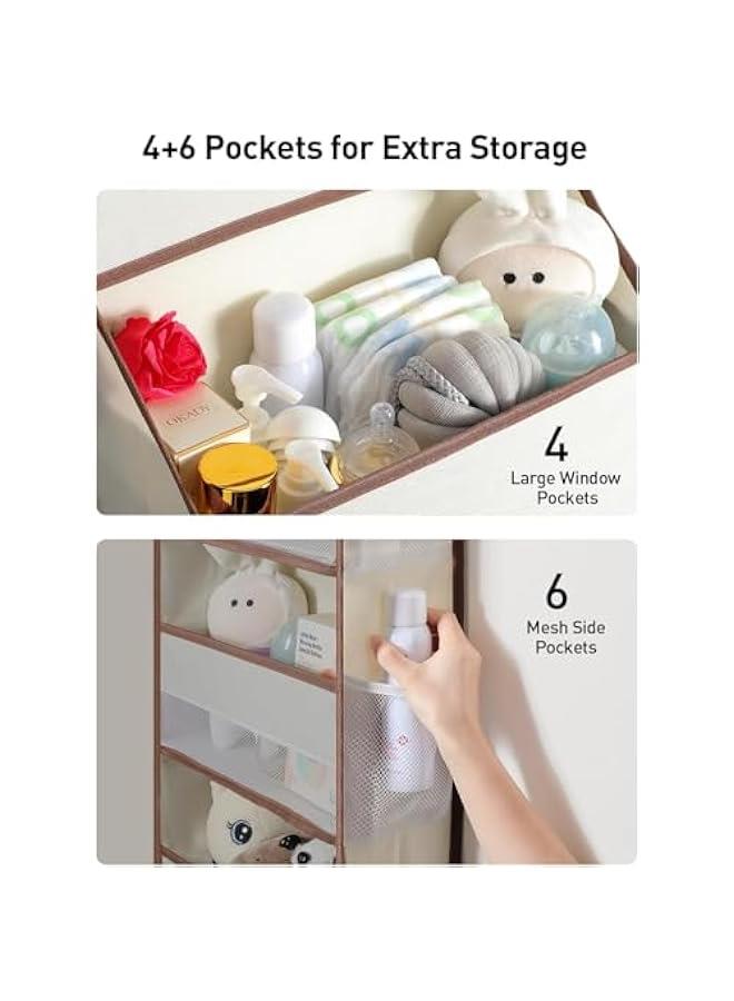 HOOKOR Over the Door Organizer,Bathroom Organizers and Storage,Toy Stuffed Animal Storage, Swing-proof Hanging for Nursery Newborn Baby Essential Stuff (Beige) - Image 3