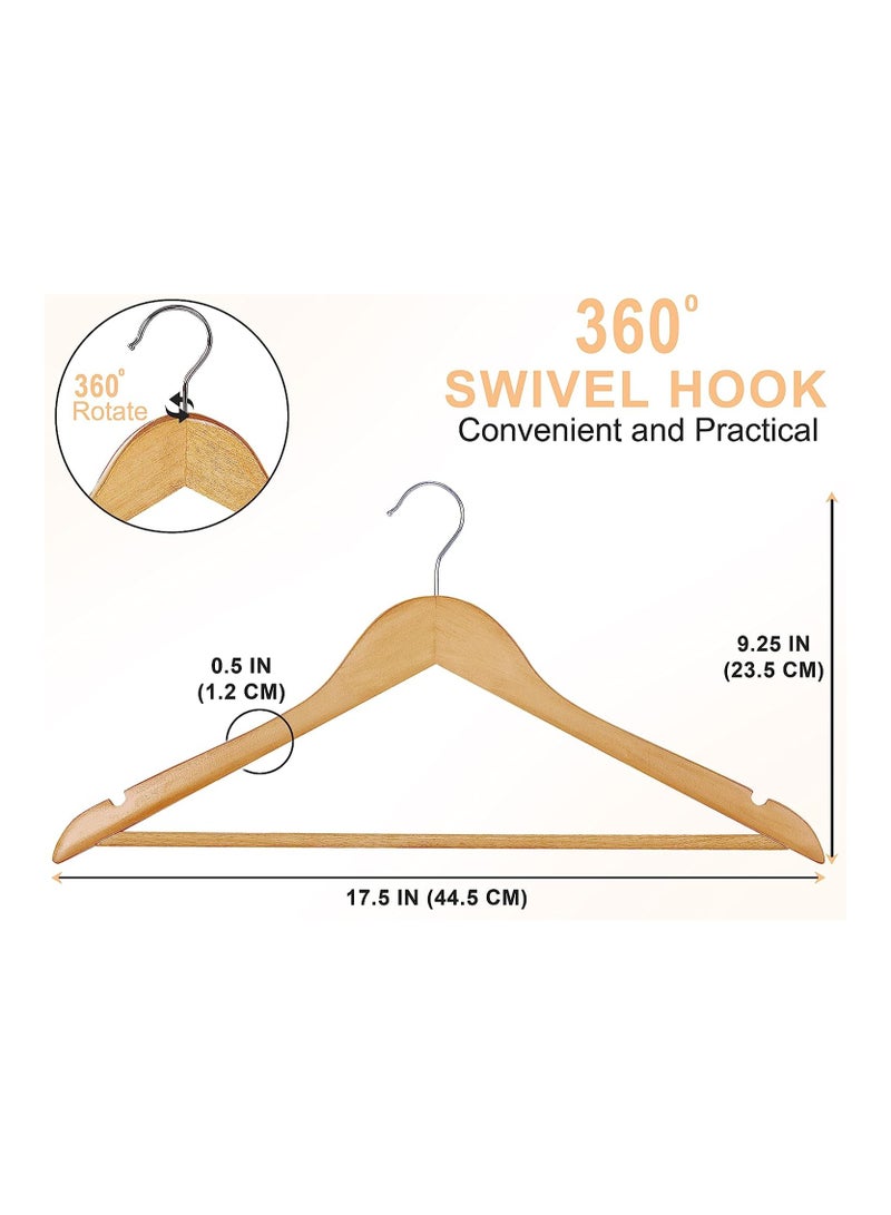 MIXDE 10PCS  Solid Wood Coat Hangers Non-Slip Cloth Hangers with Notches u0026 360° Swivel Hook - Image 2