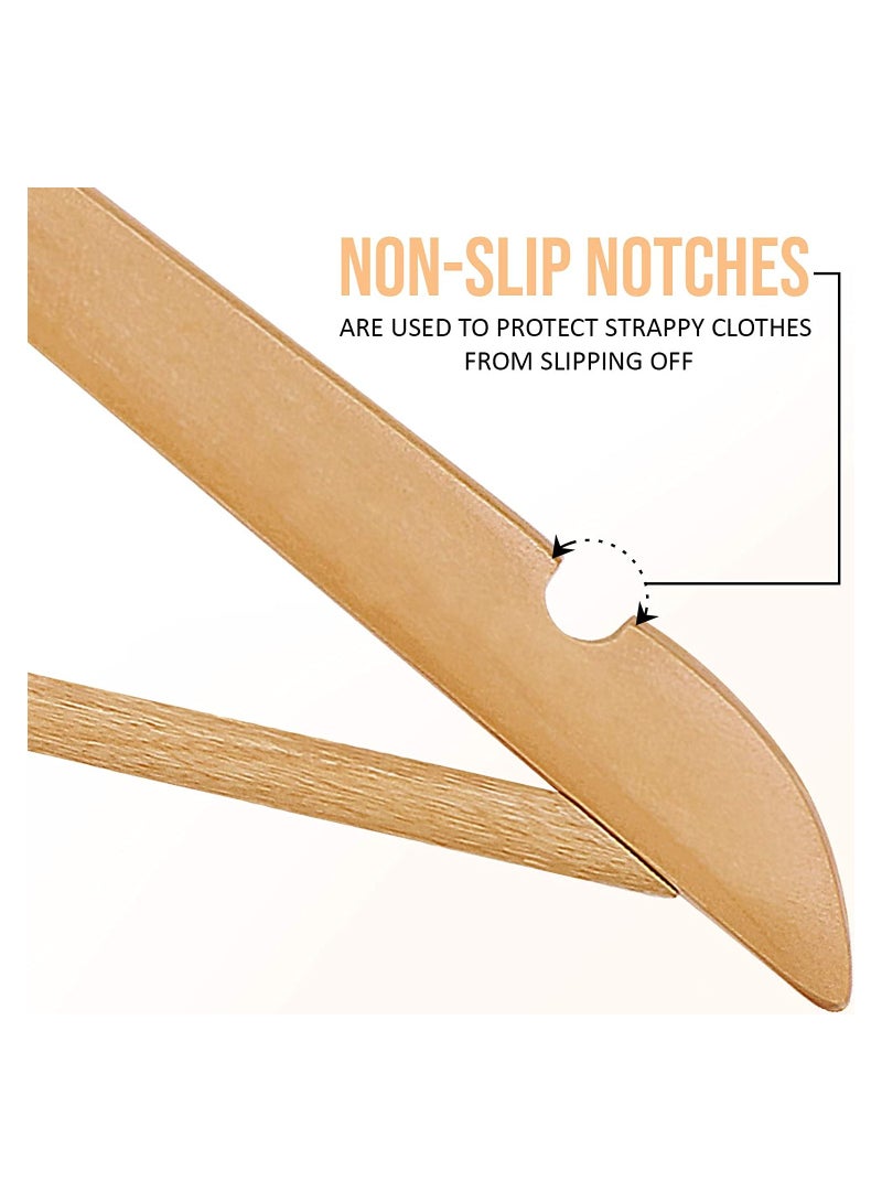MIXDE 10PCS  Solid Wood Coat Hangers Non-Slip Cloth Hangers with Notches u0026 360° Swivel Hook - Image 4