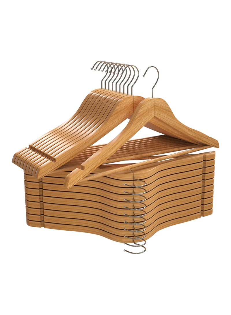 MIXDE 10PCS  Solid Wood Coat Hangers Non-Slip Cloth Hangers with Notches u0026 360° Swivel Hook - Image 1