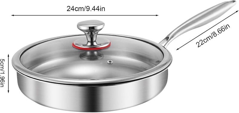 Non Stick Cooking Skillet - Frying Pan with Lid for Smooth Cooking Results, Scratch Resistant with Fast Heating Base, Cookware Supply for Induction Stove Electric Grill Camping Home - Image 3
