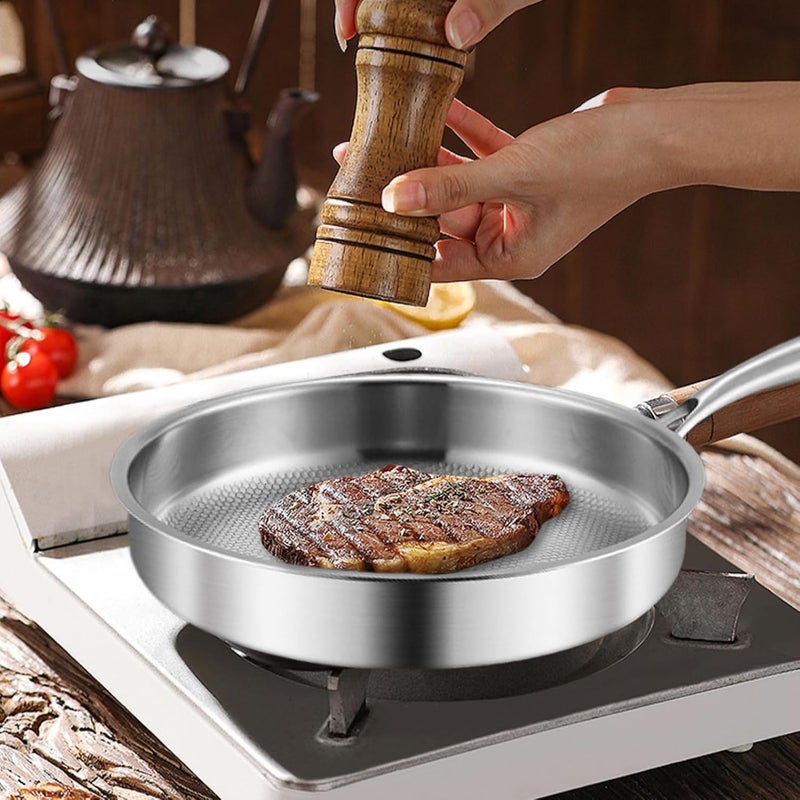 Non Stick Cooking Skillet - Frying Pan with Lid for Smooth Cooking Results, Scratch Resistant with Fast Heating Base, Cookware Supply for Induction Stove Electric Grill Camping Home - Image 4
