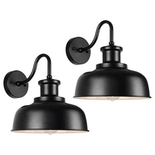Diyel Solar Barn Lights for Outside, Outdoor Wall Lights Solar Powered, Farmhouse Exterior Wall Sconces, Industrial Exterior Lighting Fixture, Rustic Lantern for Garage, Barn, Shed,RZSR007-2 - Image 1