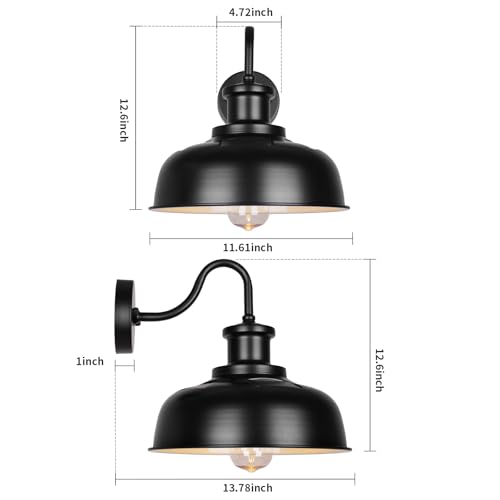 Diyel Solar Barn Lights for Outside, Outdoor Wall Lights Solar Powered, Farmhouse Exterior Wall Sconces, Industrial Exterior Lighting Fixture, Rustic Lantern for Garage, Barn, Shed,RZSR007-2 - Image 2