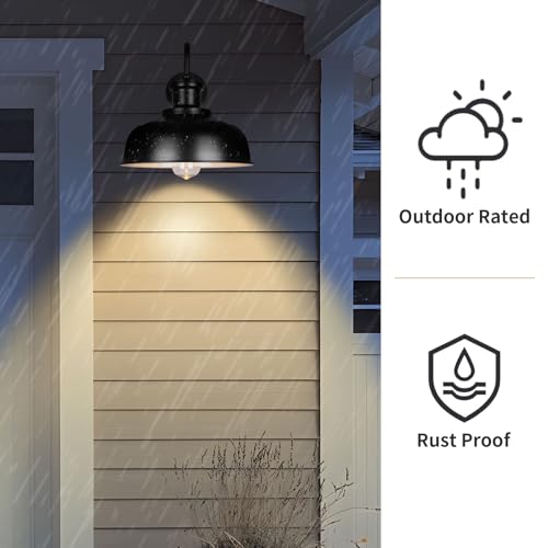 Diyel Solar Barn Lights for Outside, Outdoor Wall Lights Solar Powered, Farmhouse Exterior Wall Sconces, Industrial Exterior Lighting Fixture, Rustic Lantern for Garage, Barn, Shed,RZSR007-2 - Image 5