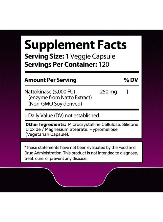 WELLNESS LABSRX Nattokinase Supplement Capsules - 5000 FU - Enzymes from Japanese Natto - Daily Wellness Support - 120 Count - Image 2