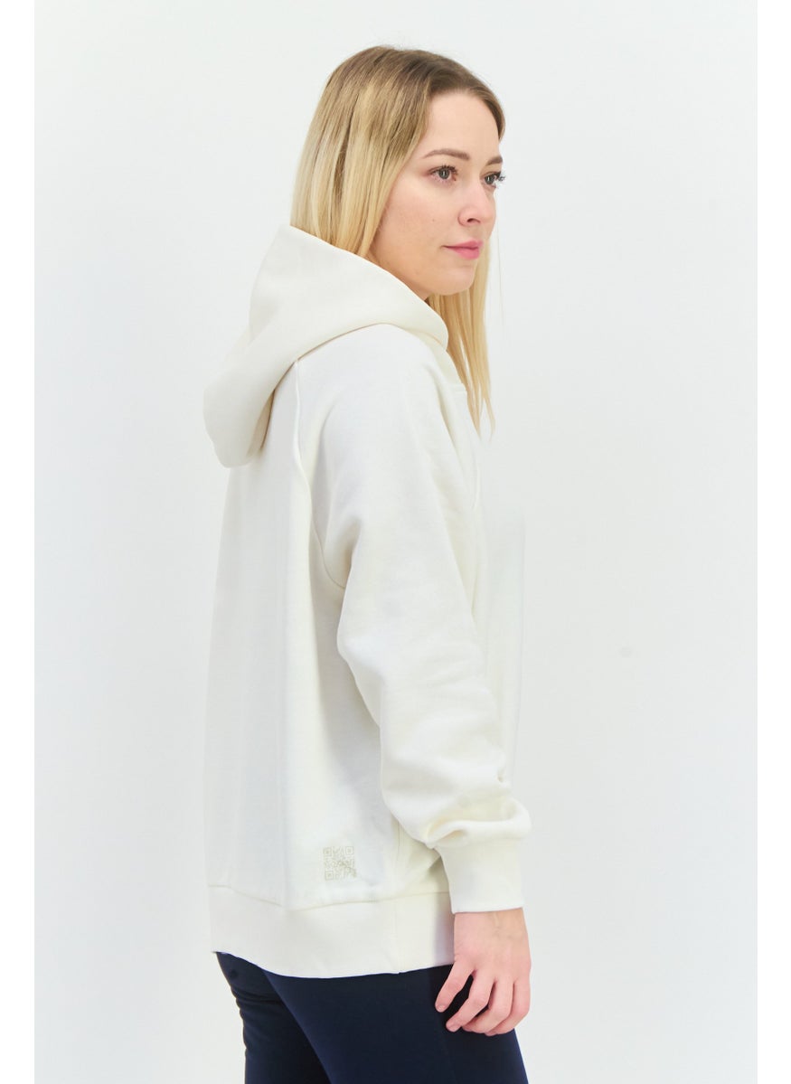 Champion Women Custom Fit Long Sleeves Outdoor Sweatshirt, Off White  - Image 2