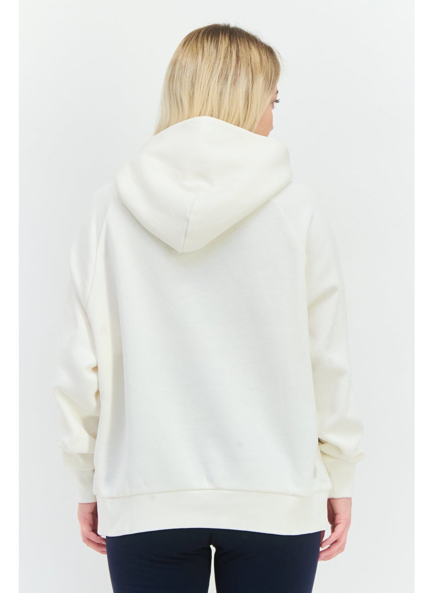 Champion Women Custom Fit Long Sleeves Outdoor Sweatshirt, Off White  - Image 3