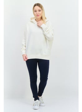 Champion Women Custom Fit Long Sleeves Outdoor Sweatshirt, Off White  - Image 4