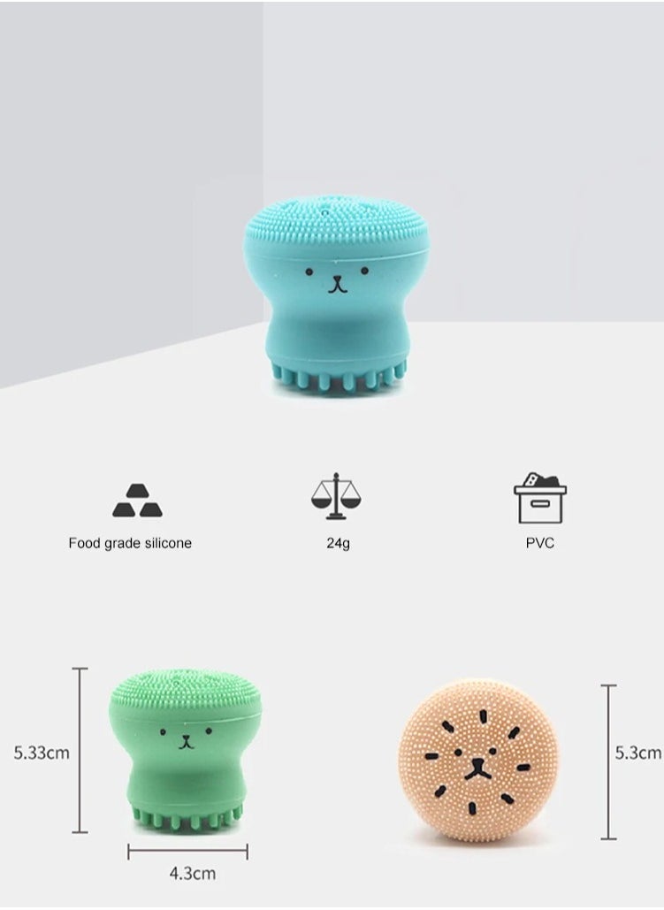 Prime by javaudan Face Scrubber Cleansing Brush Face Exfoliator Brush Octopus Shape Facial Cleansing Brush, Small Silicone Facial Cleanser Exfoliating Scrubber Face Washing Brush Deep Pore Cleaning for Skin Care  - Image 2