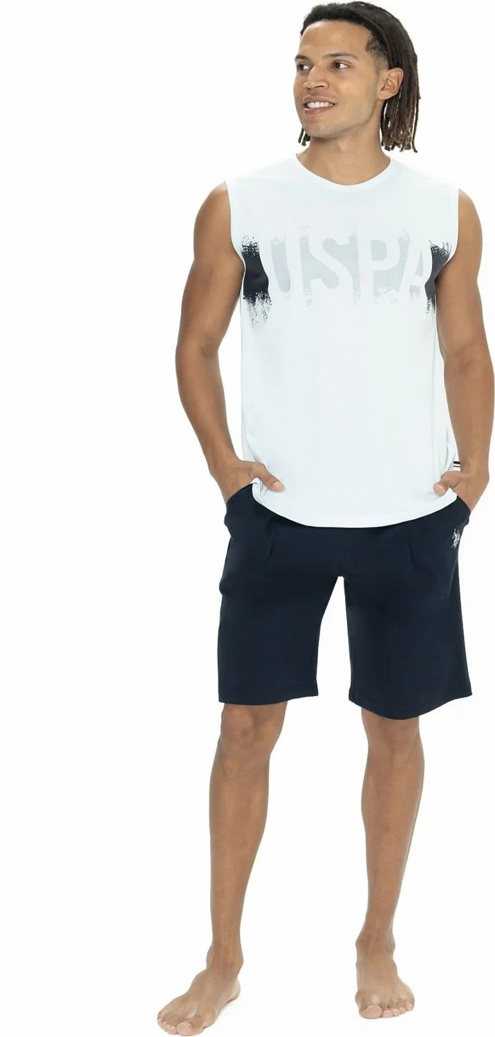 U.S. Polo Assn. 18885 Men's Sleeveless Crew Neck Shorts Pajama Set-Blue