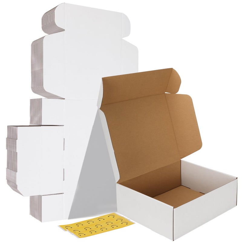 HORLIMER 12x10x4 inches Shipping Boxes Set of 15, White Corrugated Cardboard Box for Mailing, Packaging, Small Business - Image 1